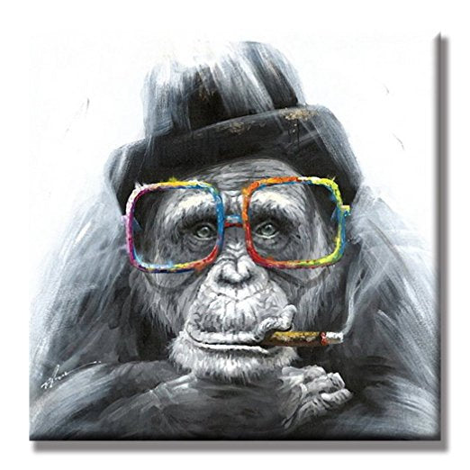 Hand Painted Abstract Oil Painting Wall Art Modern Minimalist Gorilla Picture Canvas Home Decor For Living Room No Frame
