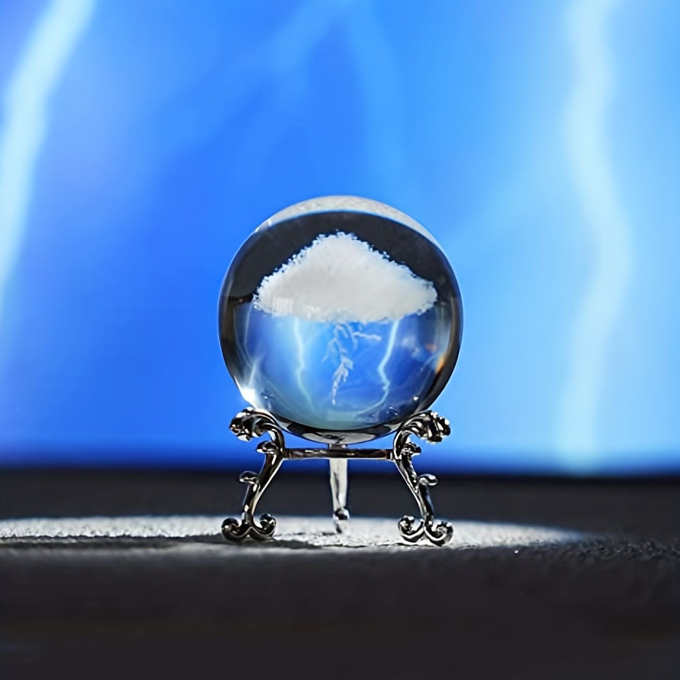 1pc Thunder Cloud Round Holiday Gift Desktop Home Creative Crystal Ball Small Ornaments, Living Room Bedroom Decoration Crafts, Home Decor,Christmas Gift