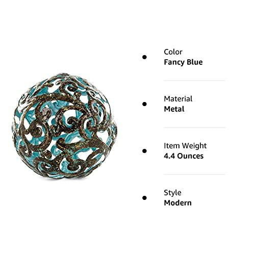 Metal Decorative Sphere for Home Decor Fancy Blue Hand Painted Modern Decorative Balls for Living Room Bedroom Kitchen Bathroom Office Table Decorative Orbs for Сenterpiece