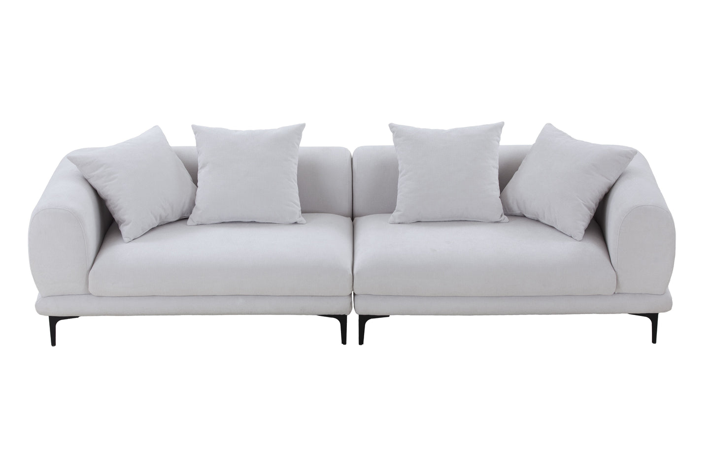 Mid-Century Modern Sofa Couch 4-Seater Fabric Sofa for Livingroom, Office ,Apartment, Business Lounge, Waiting Area, Hotel Lobby (Beige)