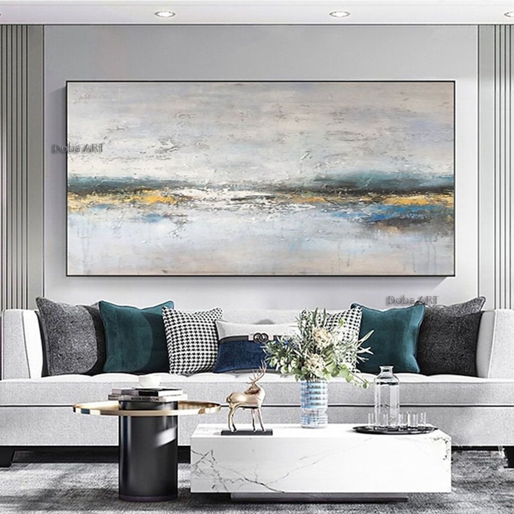 Handmade Oil Painting CanvasWall Art Decoration Abstract Knife Painting Landscape Bluefor Home Living Room hallway bedroom luxurious decorative painting