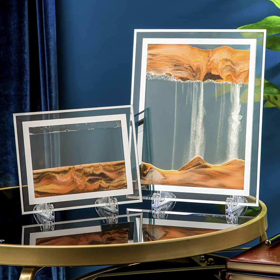 1pc; Dynamic Square Quicksand Painting; Romantic Gift; Quicksand Painting Decoration; Home Decoration; Office Desktop Decoration; Hourglass Dynamic Art Living Room Decoration