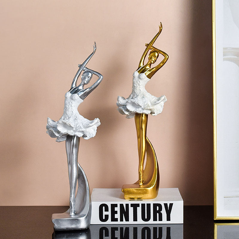 NORTHEUINS Resin Ballet Dancer Figurines for Interior Art Girl Statue Home Living Room Bedroom Entrance Display Decor Accessorie