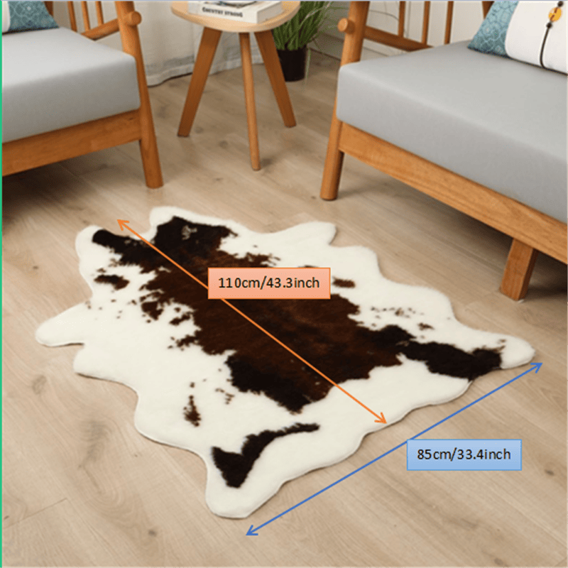 1pc Durable Faux Cowhide Rug - Washable, Low-Pile, Perfect for Bedroom and Living Room Decor - Western Style Animal Print Carpet for Home and Room Decor