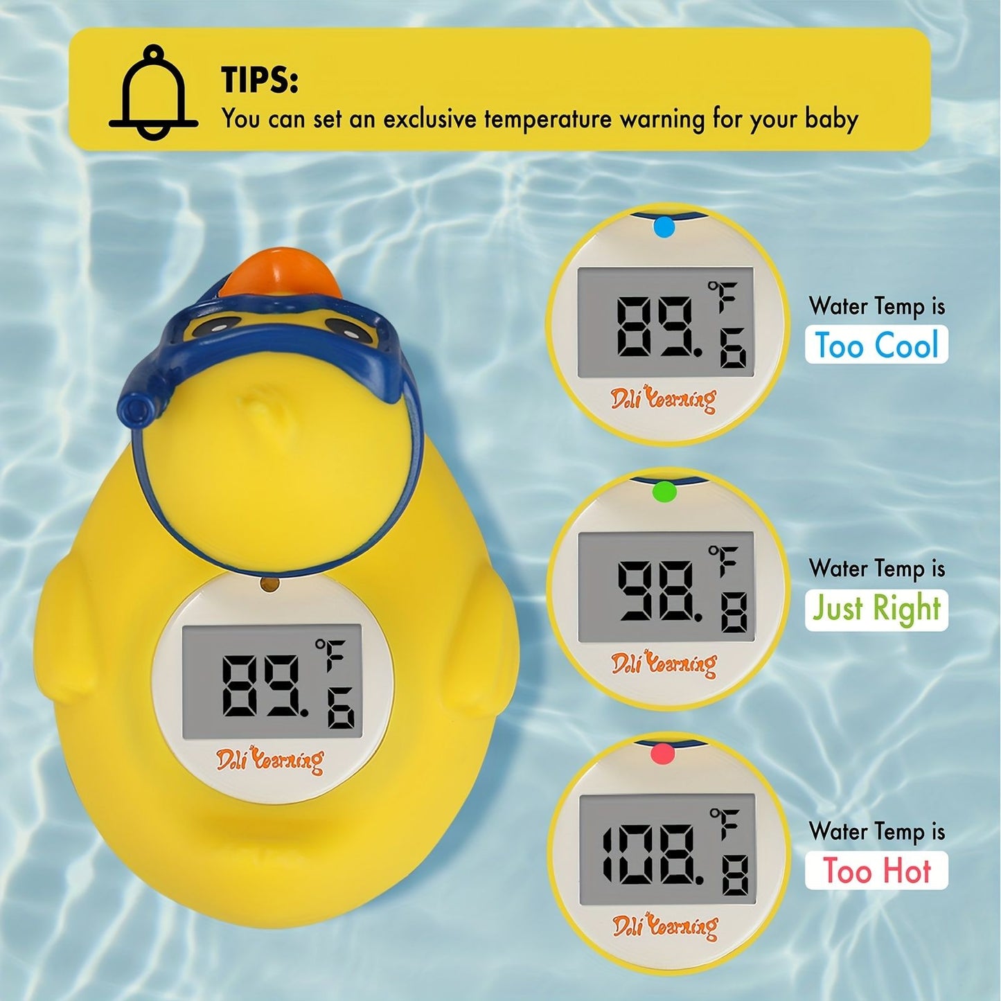 Digital Water Thermometer and Room Thermometer for Baby Bath Tub and Pool - Includes Duck Floating Toy with Temperature Warning - Perfect Gift for Newborns and Toddlers