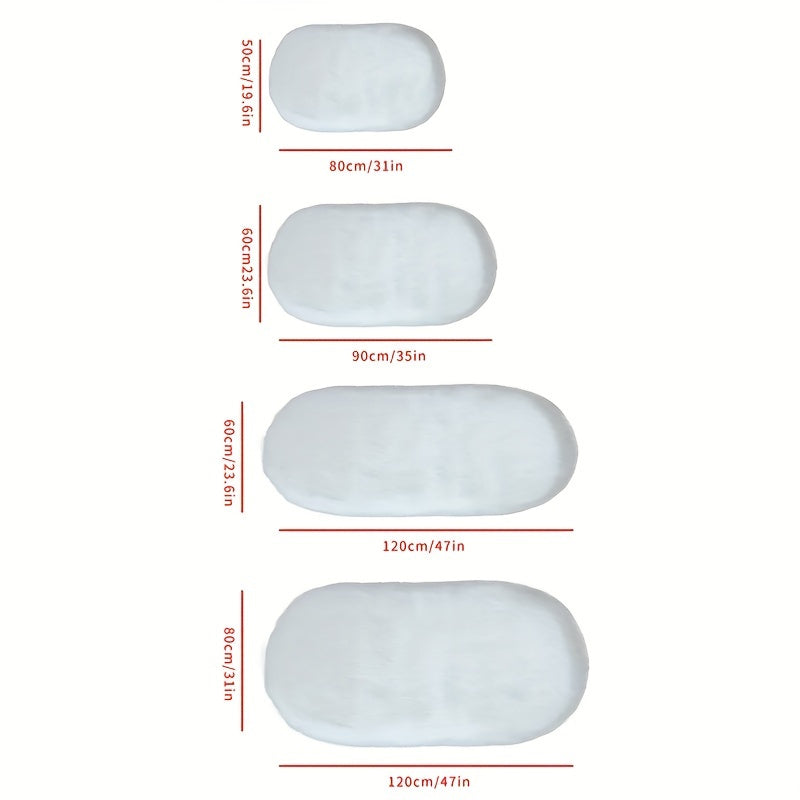 1pc Super Soft Area Rug, Plush Fluffy Faux Sheepskin Oval Floor Mat For Living Room Bedroom, Machine Washable Bedside Rugs, Shaggy Plush Carpet Faux Rug, Home Decor, Room Decor