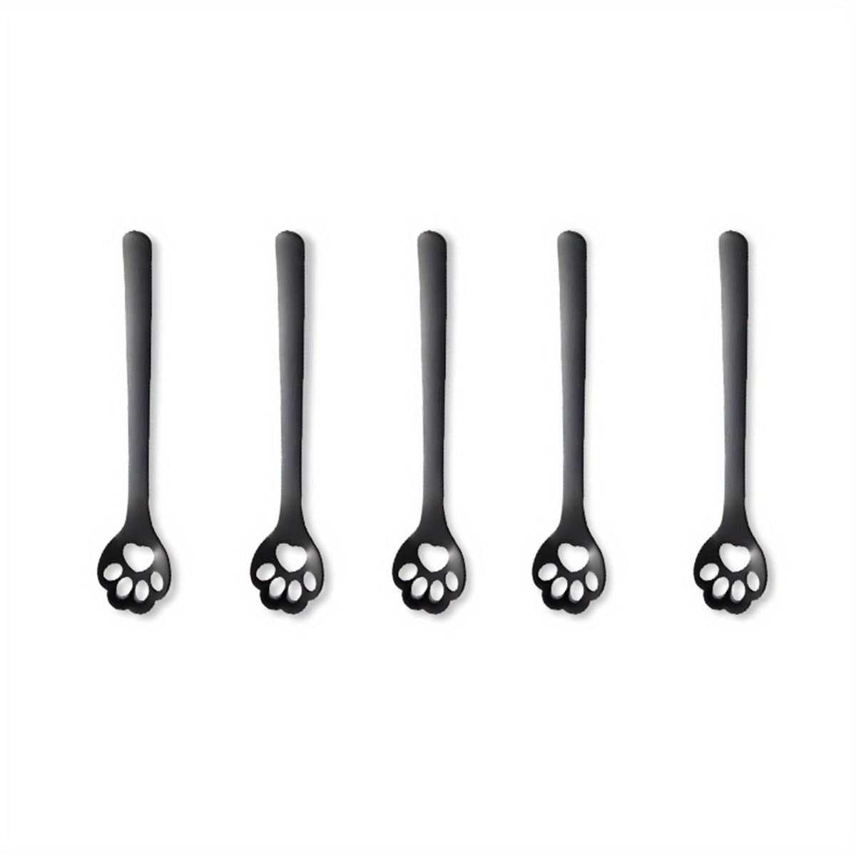 1/5pcs, Stainless Steel Hollow Out Kawaii Cat Claw Spoon, Mixing Spoon, Cake Dessert Spoon, Cookie Mold