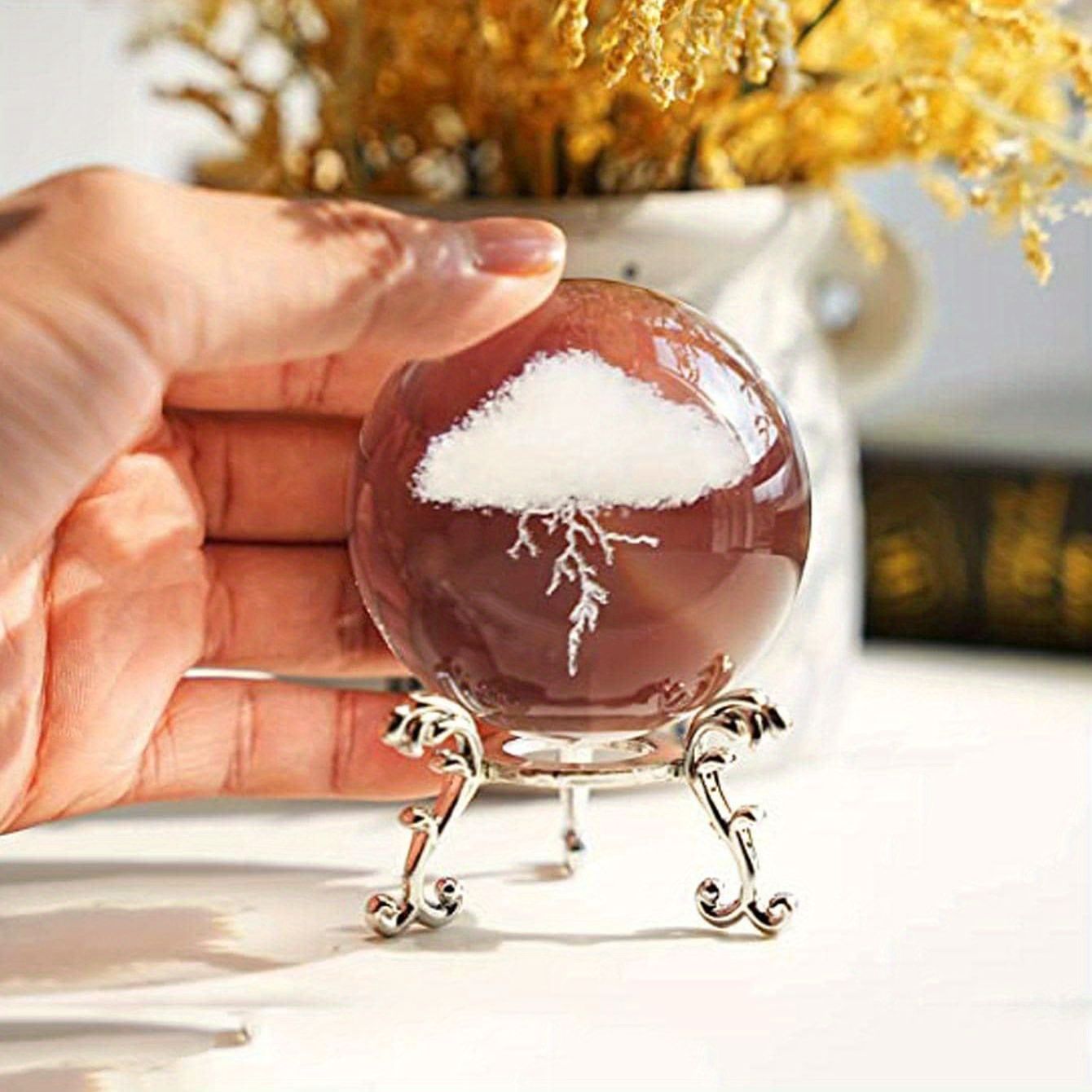 1pc Thunder Cloud Round Holiday Gift Desktop Home Creative Crystal Ball Small Ornaments, Living Room Bedroom Decoration Crafts, Home Decor,Christmas Gift