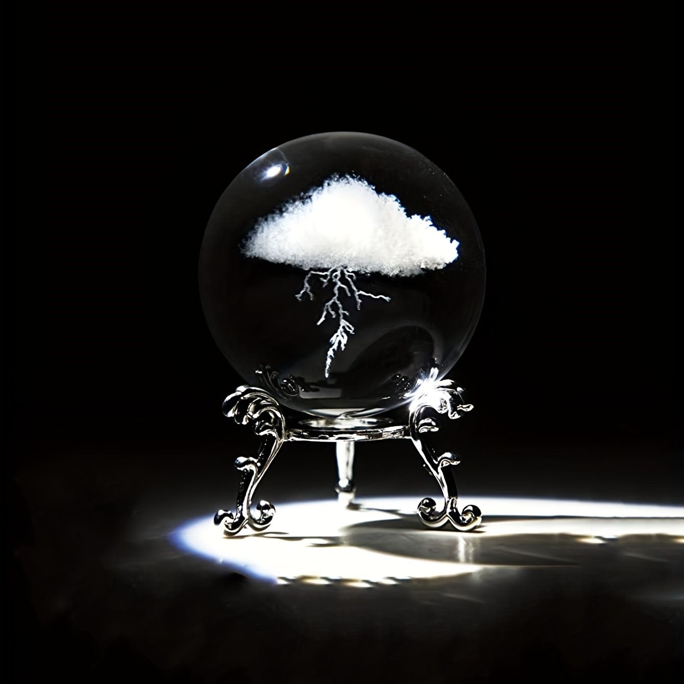 1pc Thunder Cloud Round Holiday Gift Desktop Home Creative Crystal Ball Small Ornaments, Living Room Bedroom Decoration Crafts, Home Decor,Christmas Gift