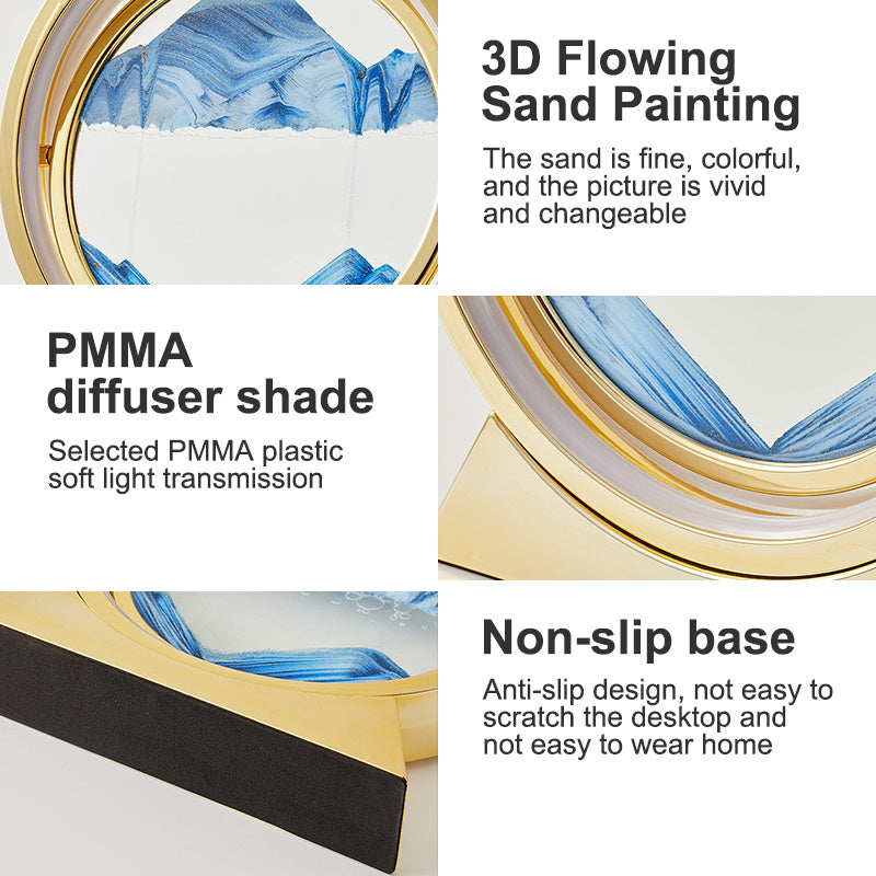 3D Hourglass LED Lamp 360° Moving Sand Art Table Lamp Sandscapes Quicksand Night Light Living Room Accessories Home Decor Gifts