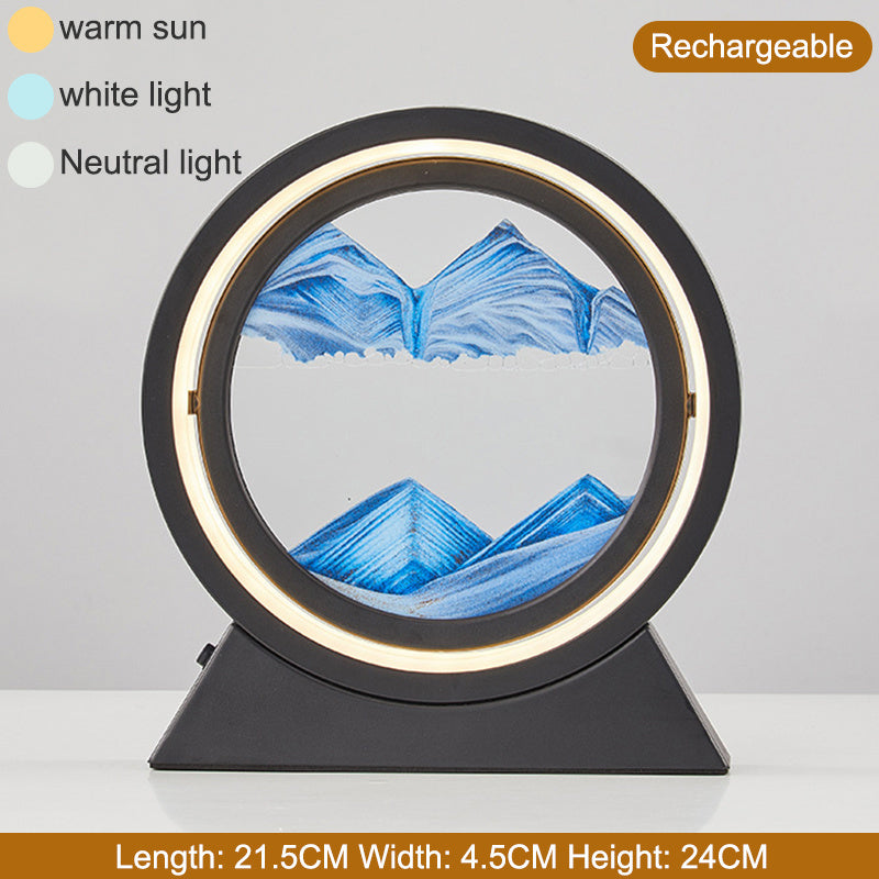 3D Hourglass LED Lamp 360° Moving Sand Art Table Lamp Sandscapes Quicksand Night Light Living Room Accessories Home Decor Gifts