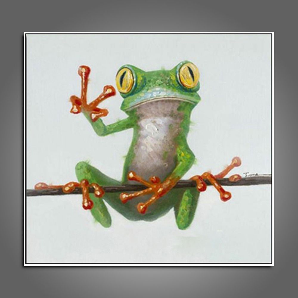 100% Hand Painted  Abstract Oil Painting Wall Art Modern Minimalist Frog Picture Canvas Home Decor For Living Room No Frame