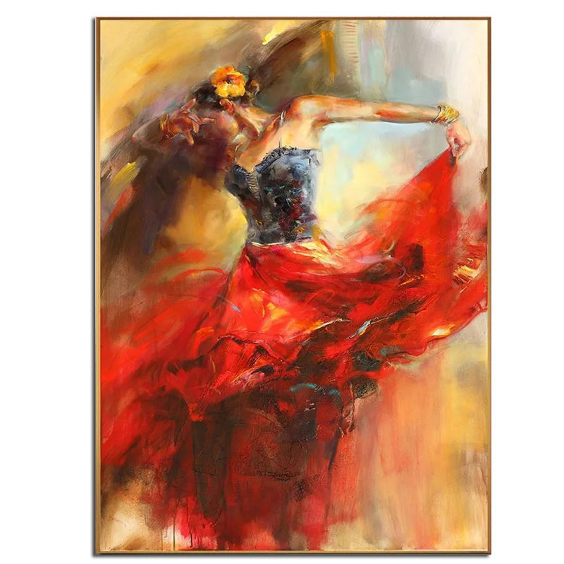 Ha's Art 100% Hand Painted Abstract Oil Painting Wall Art Modern Beautiful Dancing Girl Picture Canvas Home Decor For Living Room Bedroom No Frame