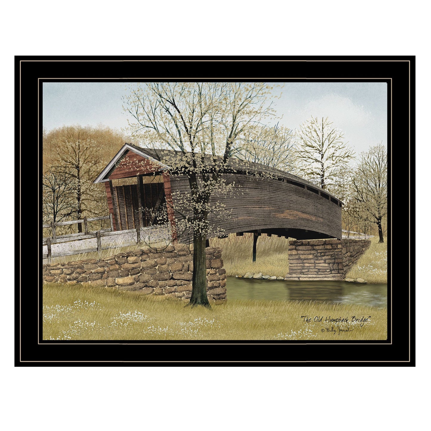 Trendy Decor 4U "The Old Humpback Bridge" Framed Wall Art, Modern Home Decor Framed Print for Living Room, Bedroom & Farmhouse Wall Decoration by Billy Jacobs