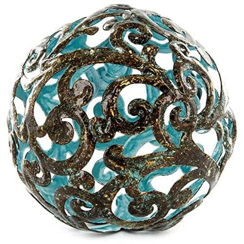 Metal Decorative Sphere for Home Decor Fancy Blue Hand Painted Modern Decorative Balls for Living Room Bedroom Kitchen Bathroom Office Table Decorative Orbs for Сenterpiece