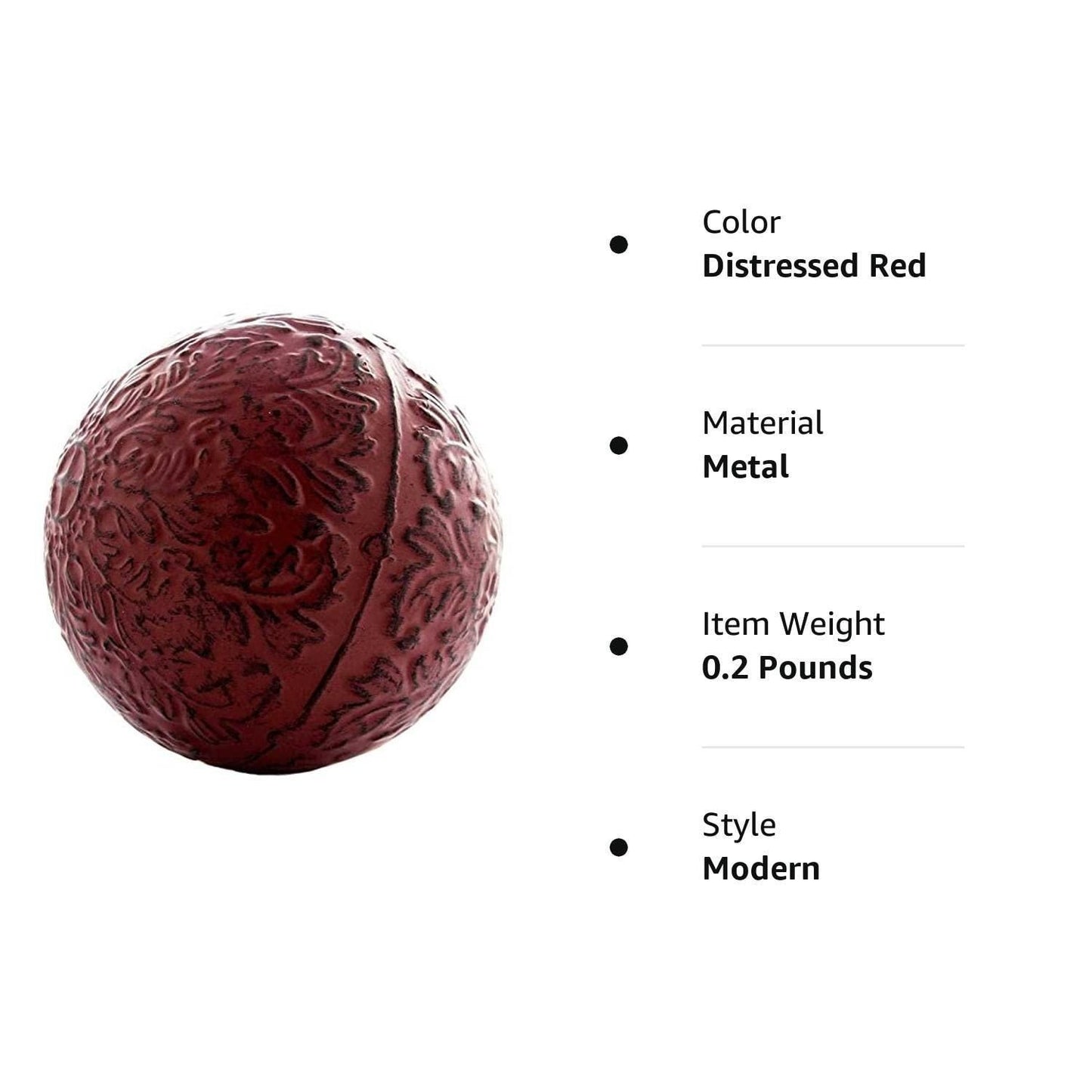 Metal Decorative Sphere for Home Decor Distressed Red Hand Painted Modern Decorative Balls for Living Room Bedroom Kitchen Bathroom Office Table Decorative Orbs for Сenterpiece
