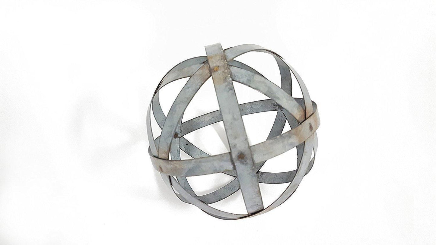 Metal Decorative Sphere for Home Decor Distressed Galvanized Bands Hand Painted Modern Decorative Balls for Living Room Bedroom Kitchen Bathroom Office Table Decorative Orbs for Сenterpiece