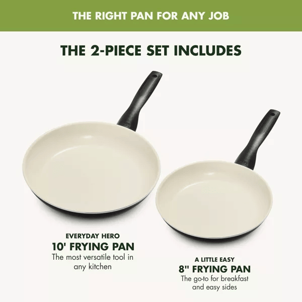 Rio 2PK (8" and 11") Ceramic Nonstick Breakfast Set Black